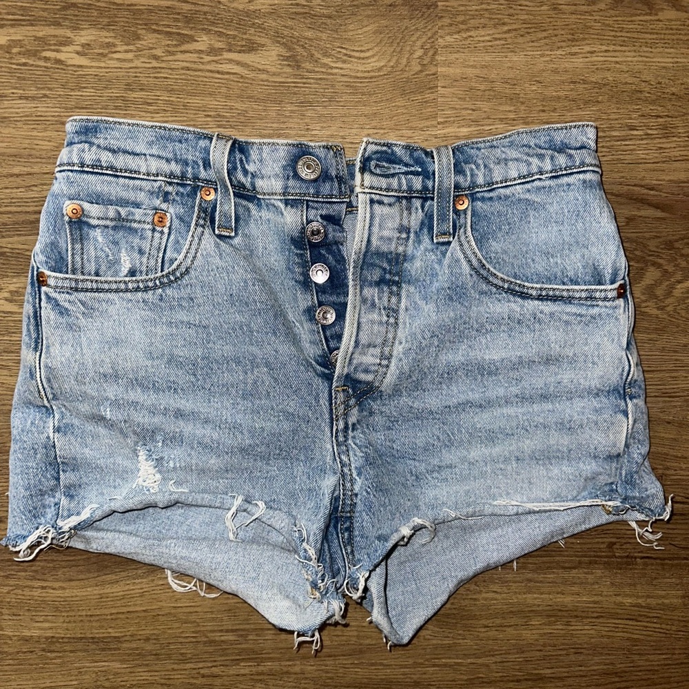Levi's High Waist Light Blue Denim Shorts
